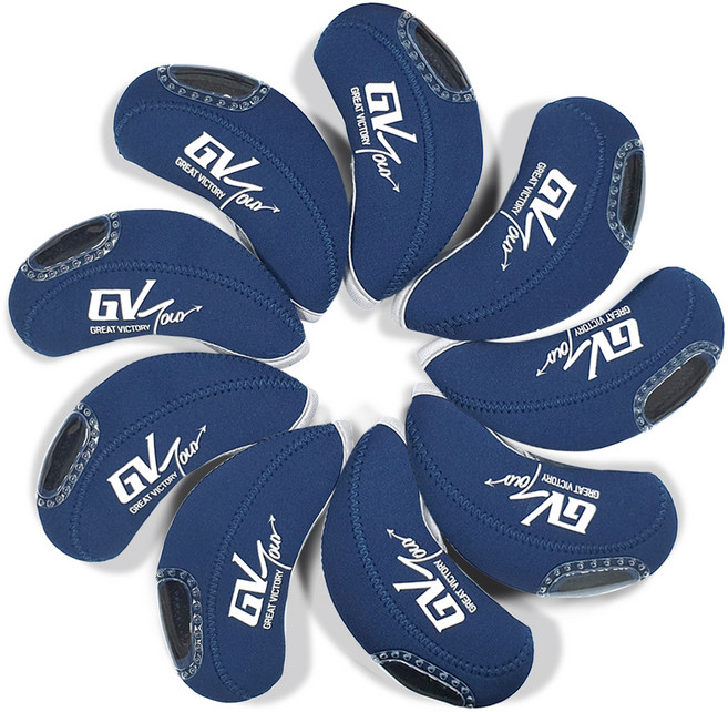 지브이투어 투명창 3D 아이언 웨지 헤드 커버, 네이비, 9개