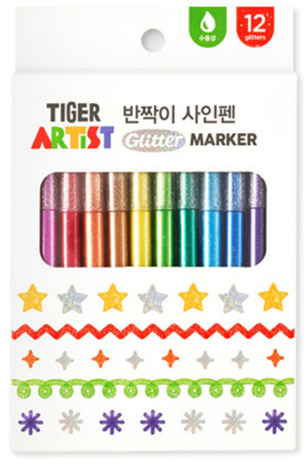 마이리틀타이거 반짝이 사인펜, 12색, 1개