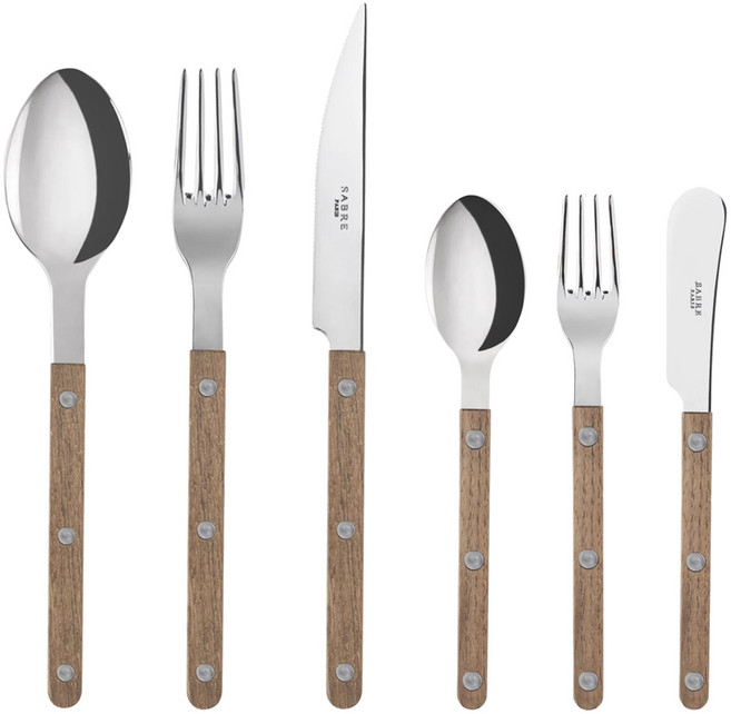 사브르 샤이니 티크 6종 세트, 혼합색상, 디너 스푼 + 디너 포크 + 디너 나이프 + 티 스푼 + 케이크 포크 + 버터 스프레더, 1세트