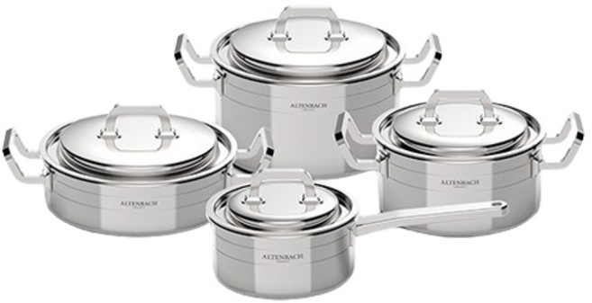 알텐바흐 시그니처 인덕션 알파실버 통7중 냄비세트, 실버, 편수 16cm + 양수 20cm + 양수 24cm + 전골 24cm, 1세트