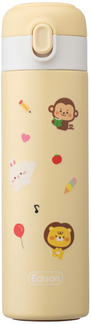 에디슨 원터치 키즈 텀블러, 옐로우, 350ml, 1개