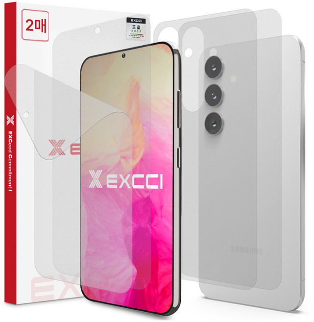 엑씨 자가복원 TPU 저반사 지문방지 우레탄 휴대폰 보호필름 전면 2p + 후면 2p 세트, 1세트