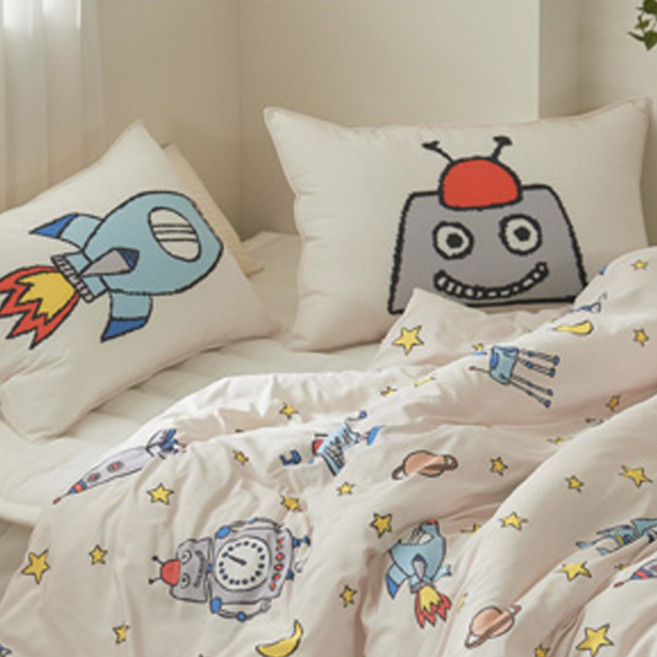 롤베이비 아동용 밤부 베개 솜포함, 헬로로봇