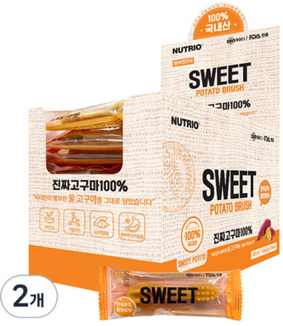 뉴트리오 강아지 프리미엄 스위트 포테이토 브러쉬 간식 50p, 고구마, 400g, 2개