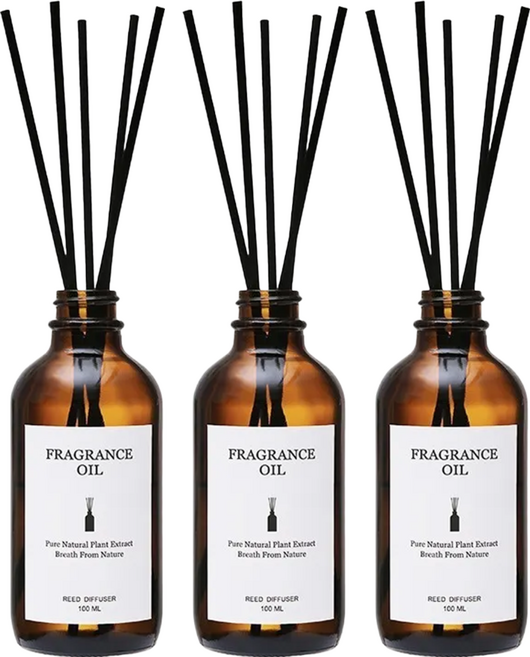 FRAGRANCE 法式精油茶色擴香瓶, 3件, 青檸羅勒與柑橘, 100ml