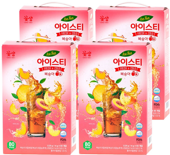 꽃샘 아이스티 복숭아, 14g, 4개, 80개입