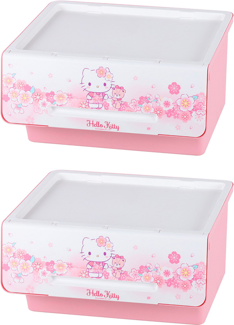KEYWAY 聯府 直取收納箱, Kitty 白色 + 粉色, 2個