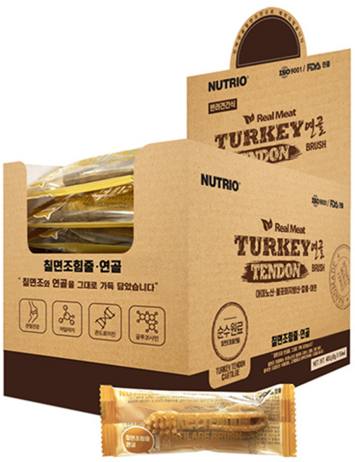 뉴트리오 강아지 프리미엄 칠면조 힘줄 연골 브러쉬 50p, 400g, 1개, 혼합맛(칠면조힘줄/연골)