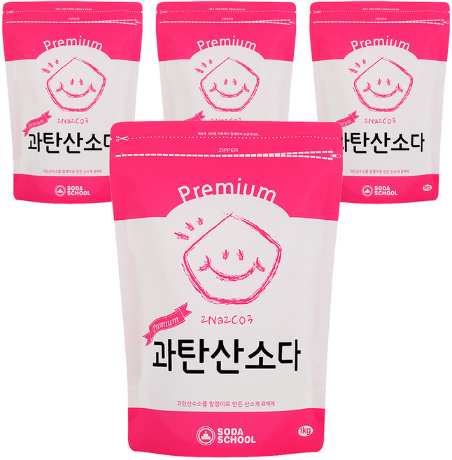 소다스쿨 프리미엄 과탄산소다, 1kg, 4개
