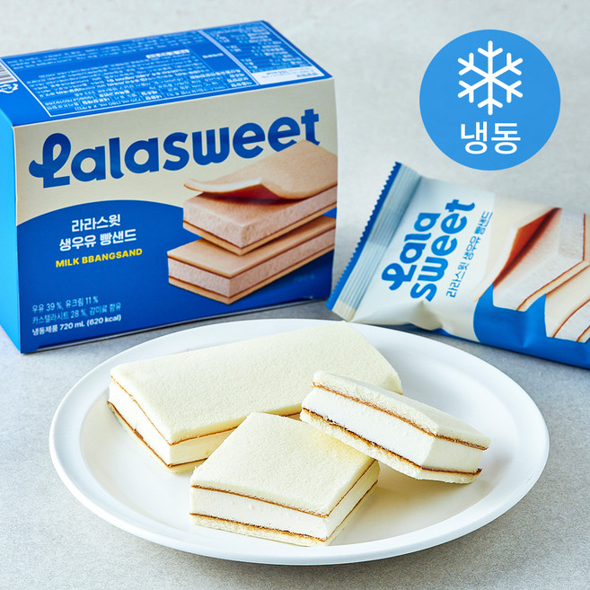 라라스윗 생우유 빵샌드 아이스크림 (냉동), 180ml, 4개입, 1개