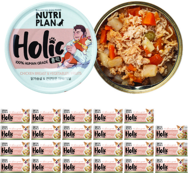 동원뉴트리플랜 홀릭 강아지 간식캔, 닭가슴살 + 야채, 85g, 24개