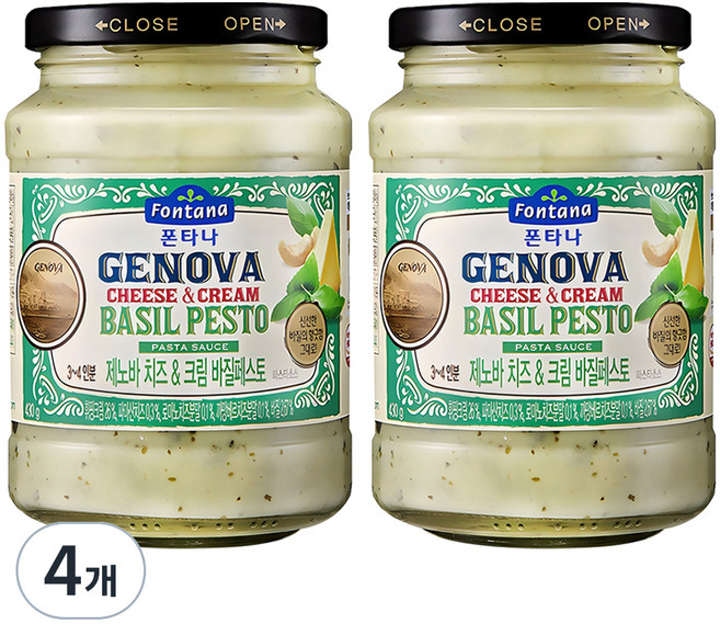폰타나 제노바 치즈&크림 바질페스토 파스타소스, 430g, 4개