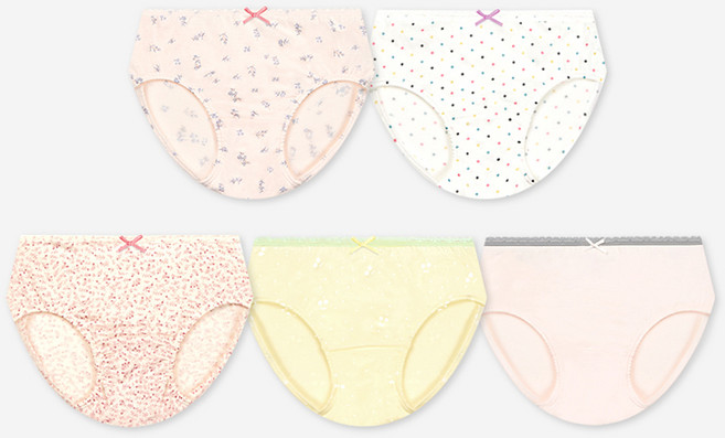 유니프랜드 여아용 플로어 삼각 팬티 5종 세트