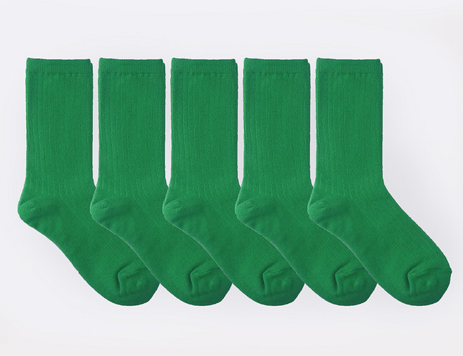 새실로 아동용 데일리 골지 긴목 양말 5족 세트