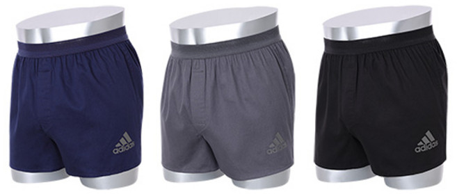 아디다스 남성용 통기성 퍼포먼스 코튼 트렁크 다크 패키지 3종 세트