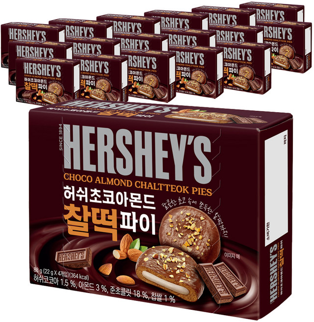 허쉬 초코아몬드 찰떡 파이, 88g, 18개