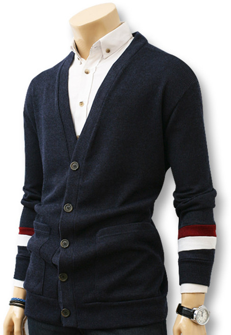 블루포스 남성용 테렌크 오버핏 배색 기본 가디건