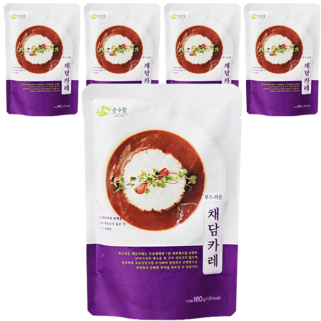 순수람 부드러운 채담카레, 160g, 5개