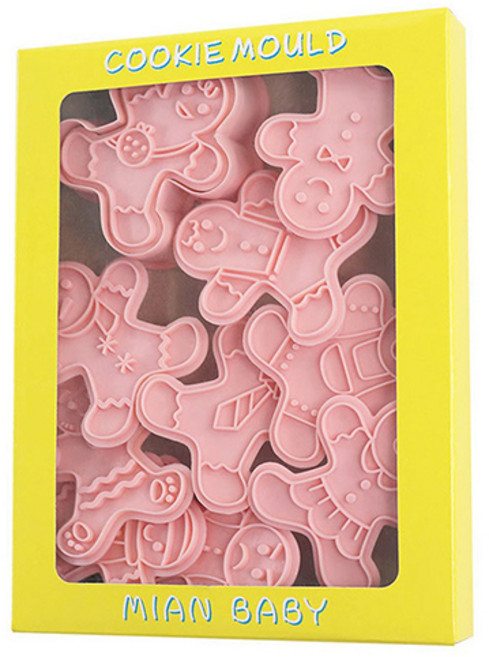 이홈베이킹 진저브레드 표정 푸쉬 쿠키커터 10종 세트, 1세트