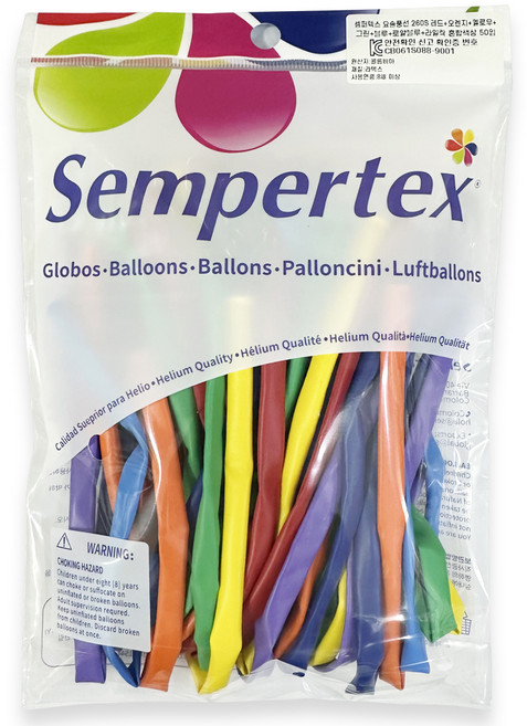 셈퍼텍스 요술풍선 260S 50p 세트, 레드 + 오렌지 + 옐로우 + 그린 + 블루 + 로얄블루 + 라일락, 1세트