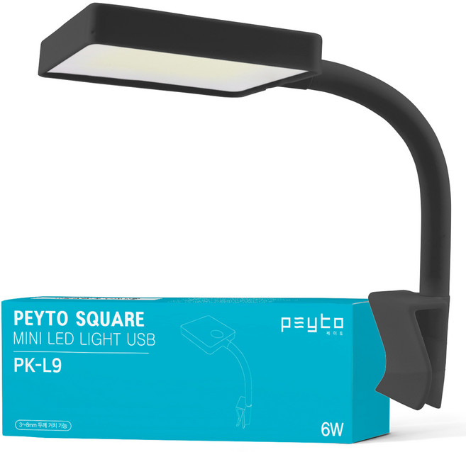 페이토 스퀘어라이트 미니 어항 조명 USB PK-L9 블랙, 1개