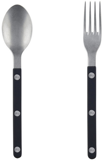 사브르 빈티지 티스푼 + 케이크 포크 세트, 빈티지 + 블랙, 스푼 + 포크, 1세트