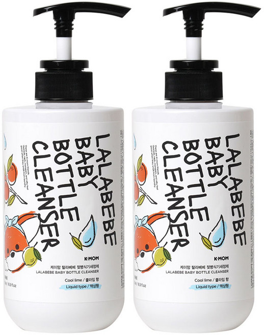 케이맘 랄라포포 젖병식기세정제 액상형 쿨라임향, 500ml, 2개