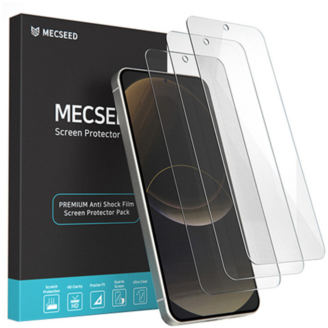 MECSEED 6DNF 풀커버 자가복원 하이브리드 유리하드코팅 휴대폰 액정보호필름 3p 세트, 1개