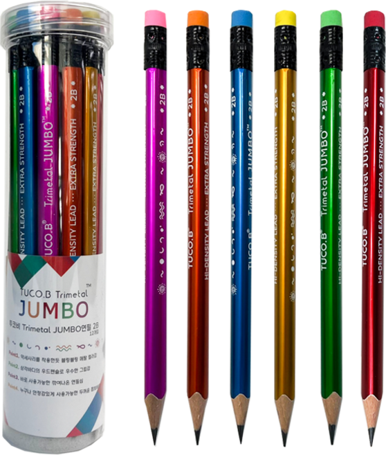투코비 트리메탈 점보연필 2B, 혼합색상, 12개