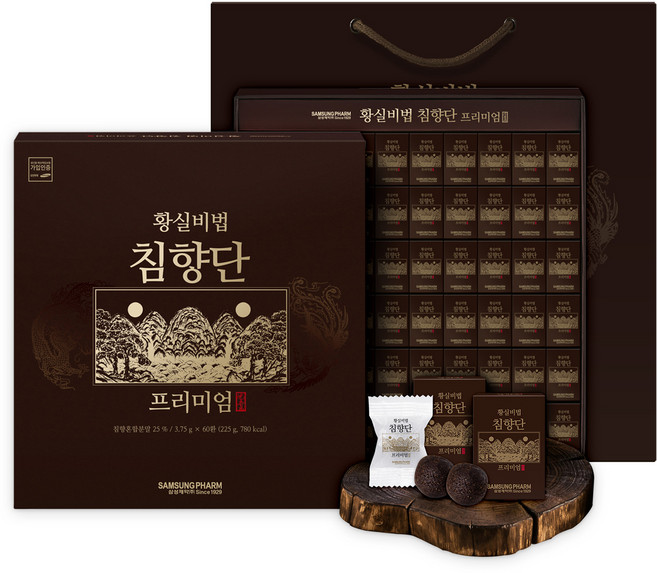 삼성제약 황실비법 침향단 프리미엄 + 쇼핑백 세트, 1세트, 225g