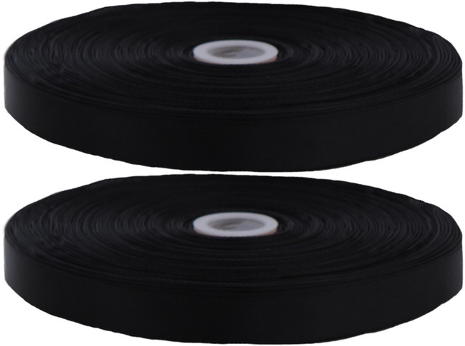 아이엔피 고밀도 공단 리본 10mm, 블랙(A110), 90m, 2개