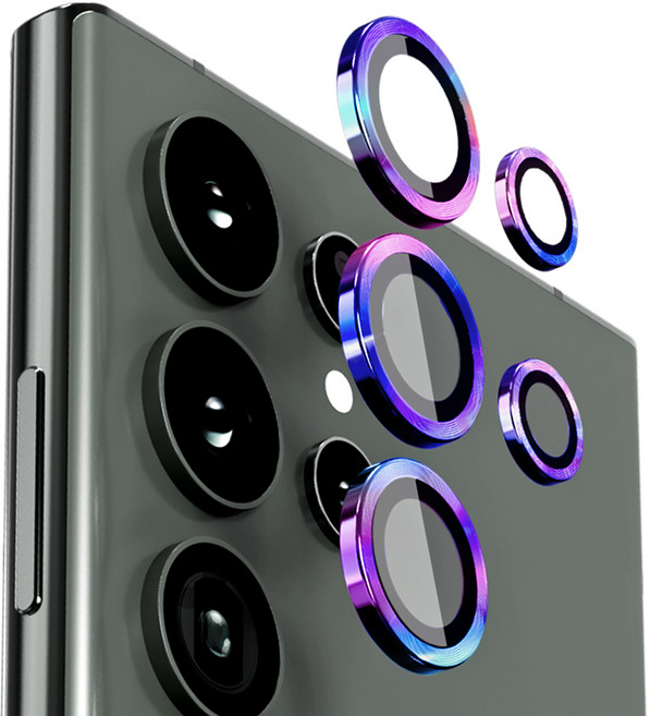 엑씨 빛번짐 방지 카메라 렌즈 강화유리 메탈 링 보호필름 세트 오로라, 1세트