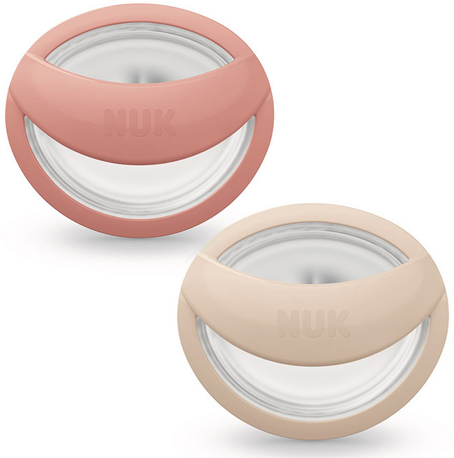 NUK MommyFeel矽膠奶嘴 2入組, 1組, S1(0~9個月), 粉色+砂米色