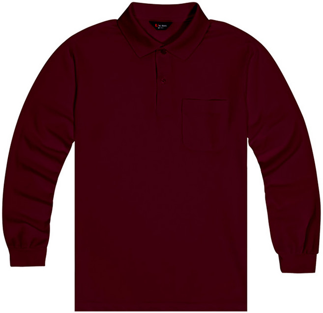 유니렉스 남녀공용 30수 긴팔 포켓 카라 티셔츠