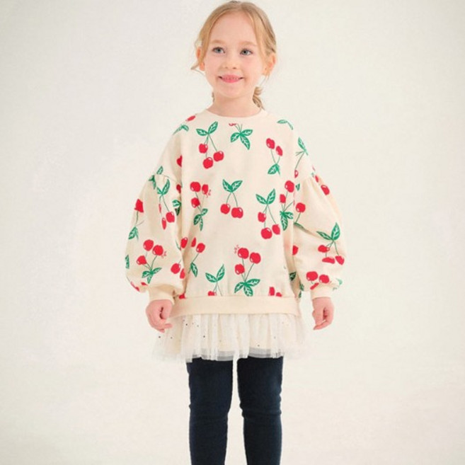 젤리스푼 여아용 체리 셔링 샤 프릴 티셔츠