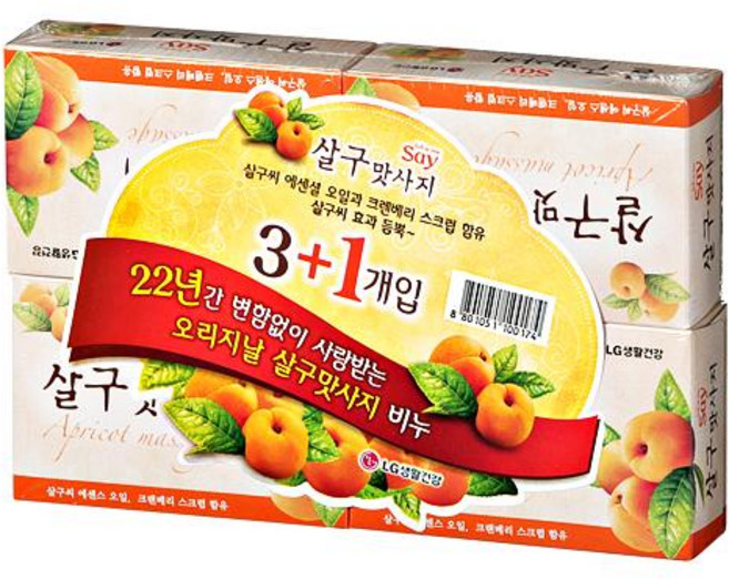LG생활건강 살구맛사지 비누, 100g, 4개