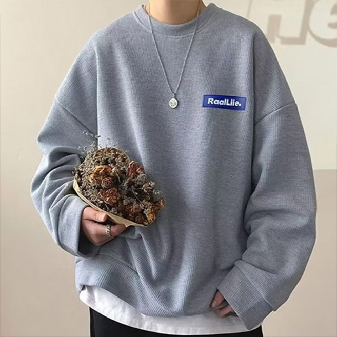 Fashion Flow 男款藍標寬鬆大尺碼長袖大學T