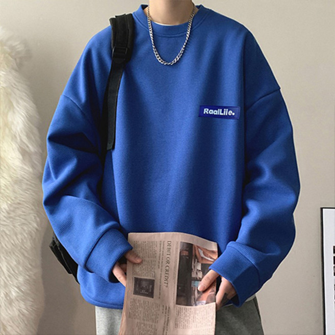 The Flow 男士 Blue Label 寬鬆版 大尺碼 長袖 運動衫