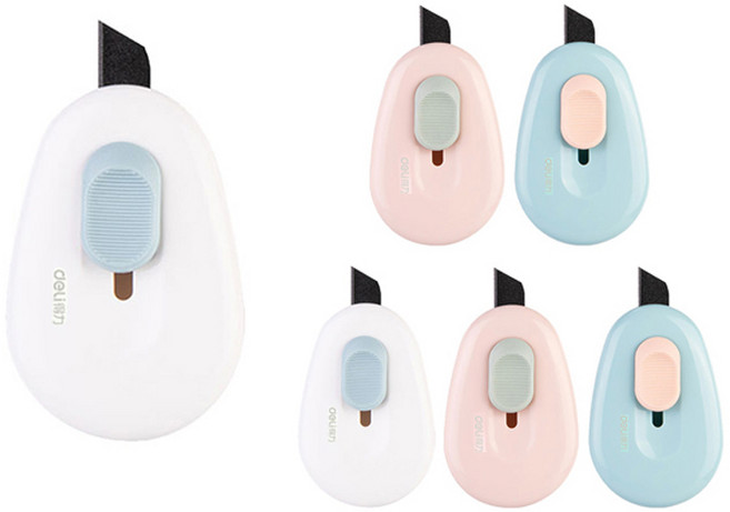 델리 동글이 미니커터 3종 x 2p 세트 TD101, 화이트, 핑크, 블루, 1세트