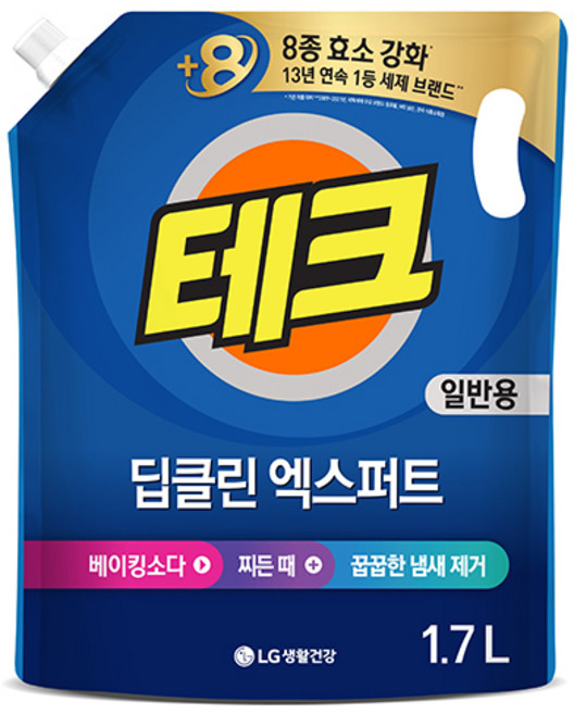 테크 딥클린 실내건조 액체세제 일반 리필, 1.7L, 1개