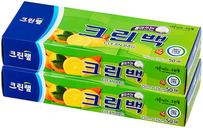 크린랩 크린백 25cm x 35cm, 중(M), 50개입, 2개