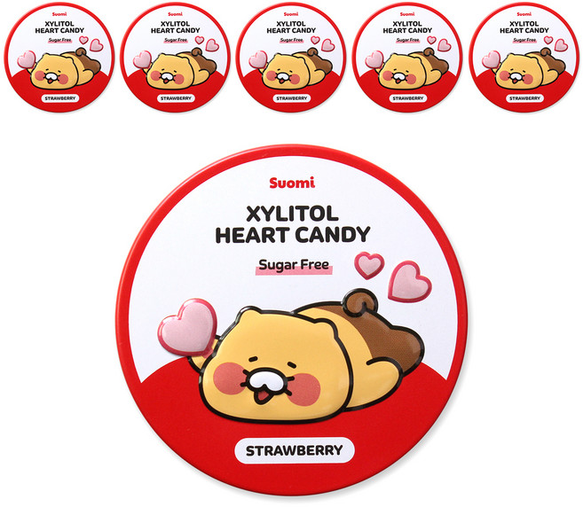 Suomi 춘식이 자일리톨 하트 캔디 딸기향, 40g, 6개