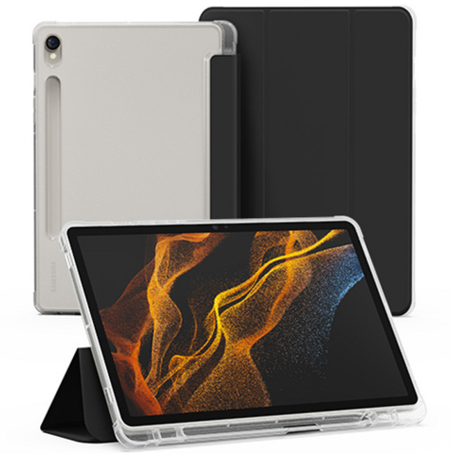 신지모루 클리어 펜슬 수납 태블릿PC 케이스, 블랙, 1개