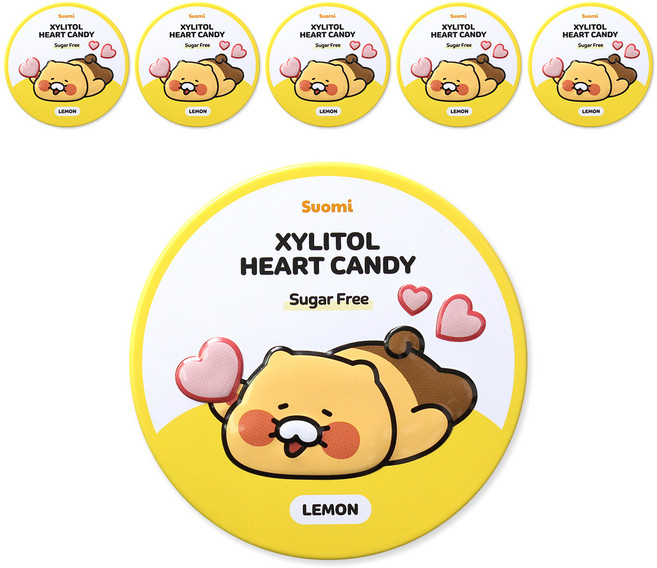 Suomi 춘식이 자일리톨 하트 캔디 레몬향, 40g, 6개