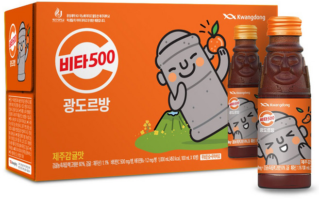 Kwangdong Vita500 維他命能量飲 濟州柑橘風味, 100ml, 10瓶