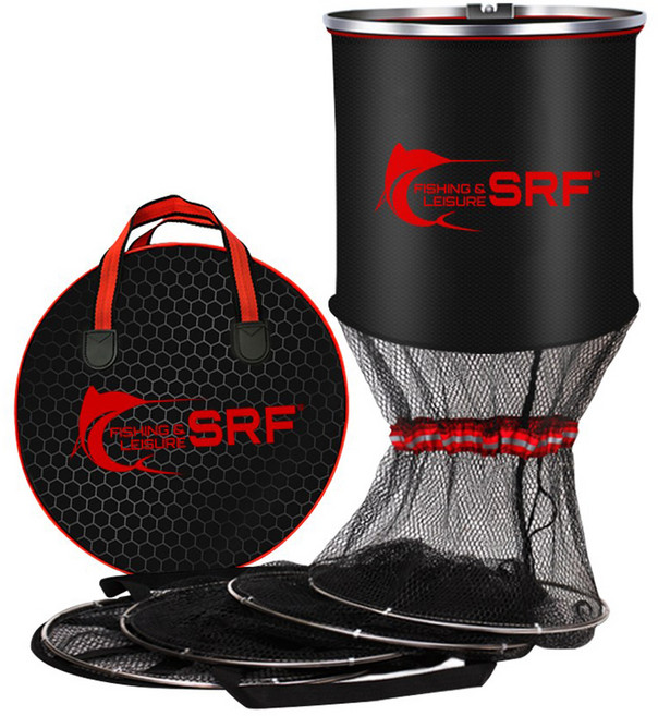 SRF 실리콘 낚시 살림망, 블랙 + 레드