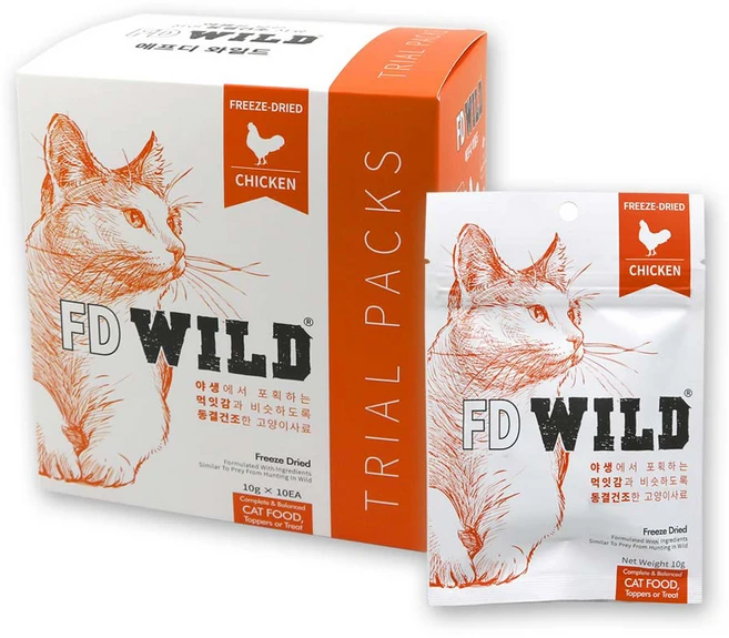 에프디와일드 전연령 고양이 동결건조 사료, 닭, 100g, 1개 - 쿠팡