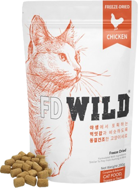 에프디와일드 전연령 고양이 동결건조 사료, 닭, 280g, 1개