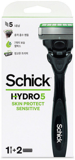 쉬크 하이드로 5 스킨프로텍트 센서티브 핸들 + 여분날 세트, 1세트