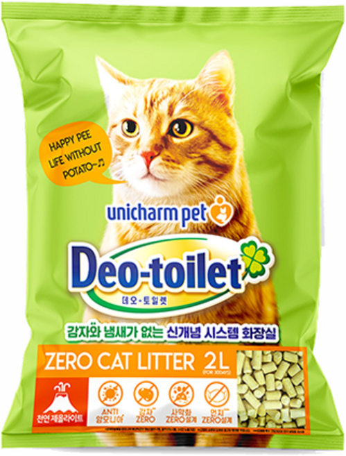 유니참데오토일렛 사막화 방지 소취 향균 고양이 모래, 2L, 1개, 소취항균 모래